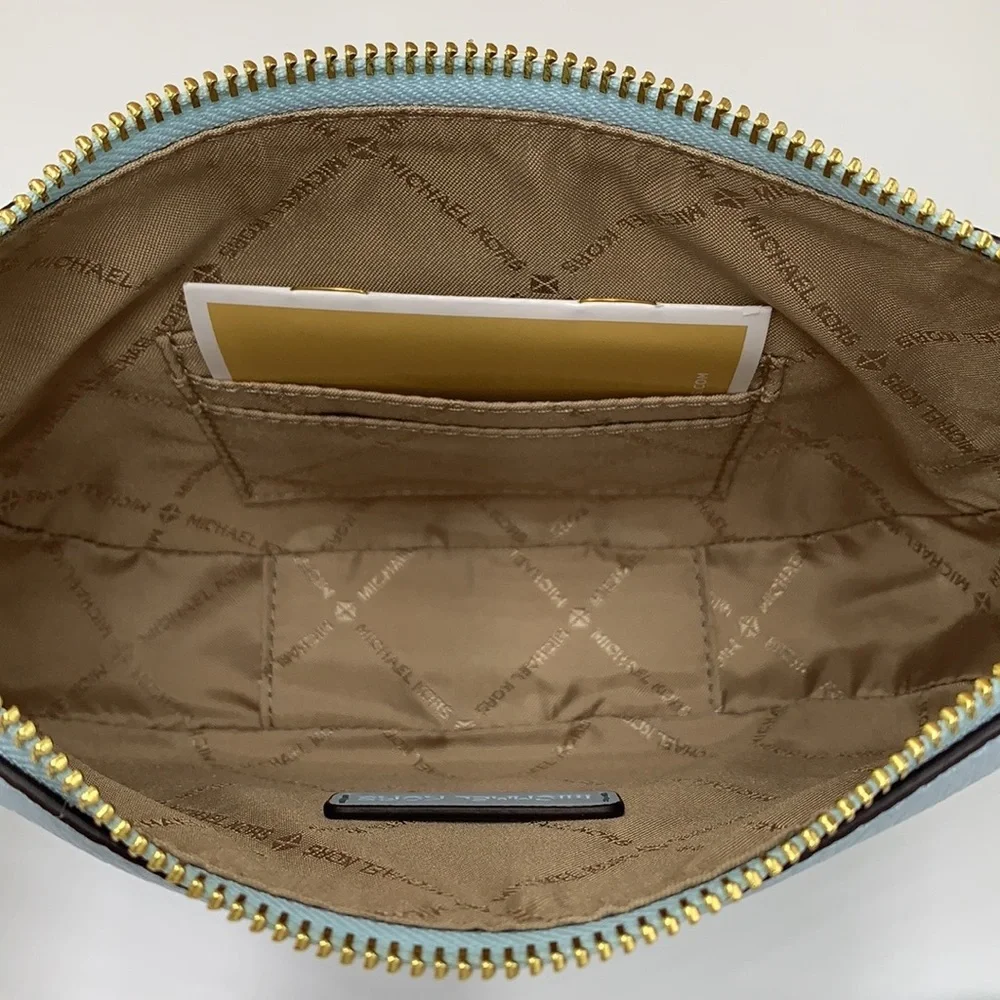 MICHAEL KORS Dover Small Half Moon Leather Crossbody Bag Vista Blue color